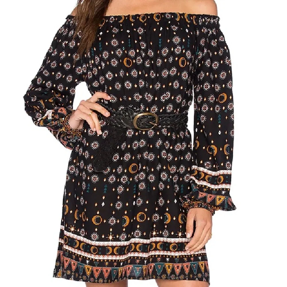 VGUC $136 Cleobella Dresden Off-the-Shoulder Dress with Tribal Print -size XS!